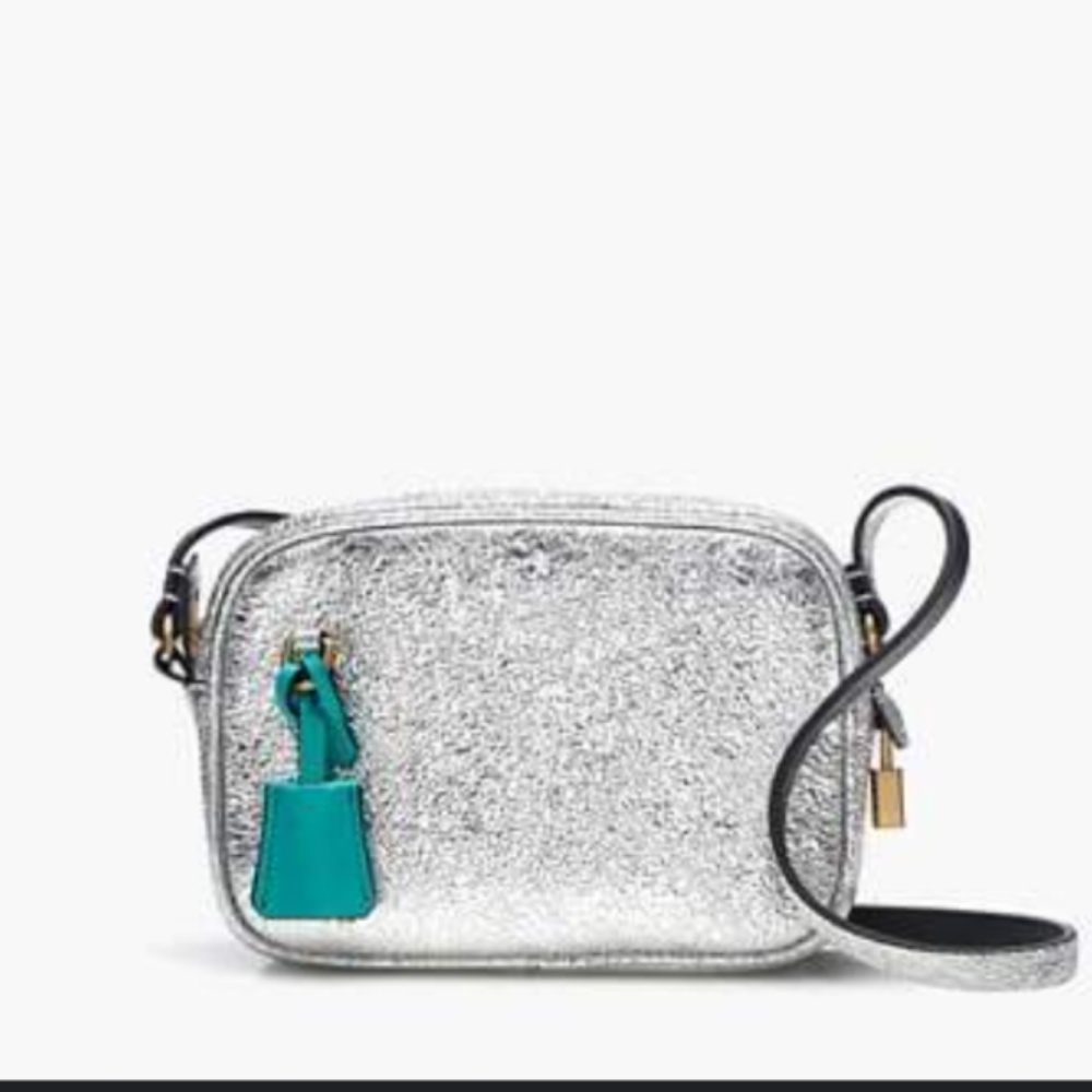 J. Crew Silver Crossbody Bag with Sparkly Finish